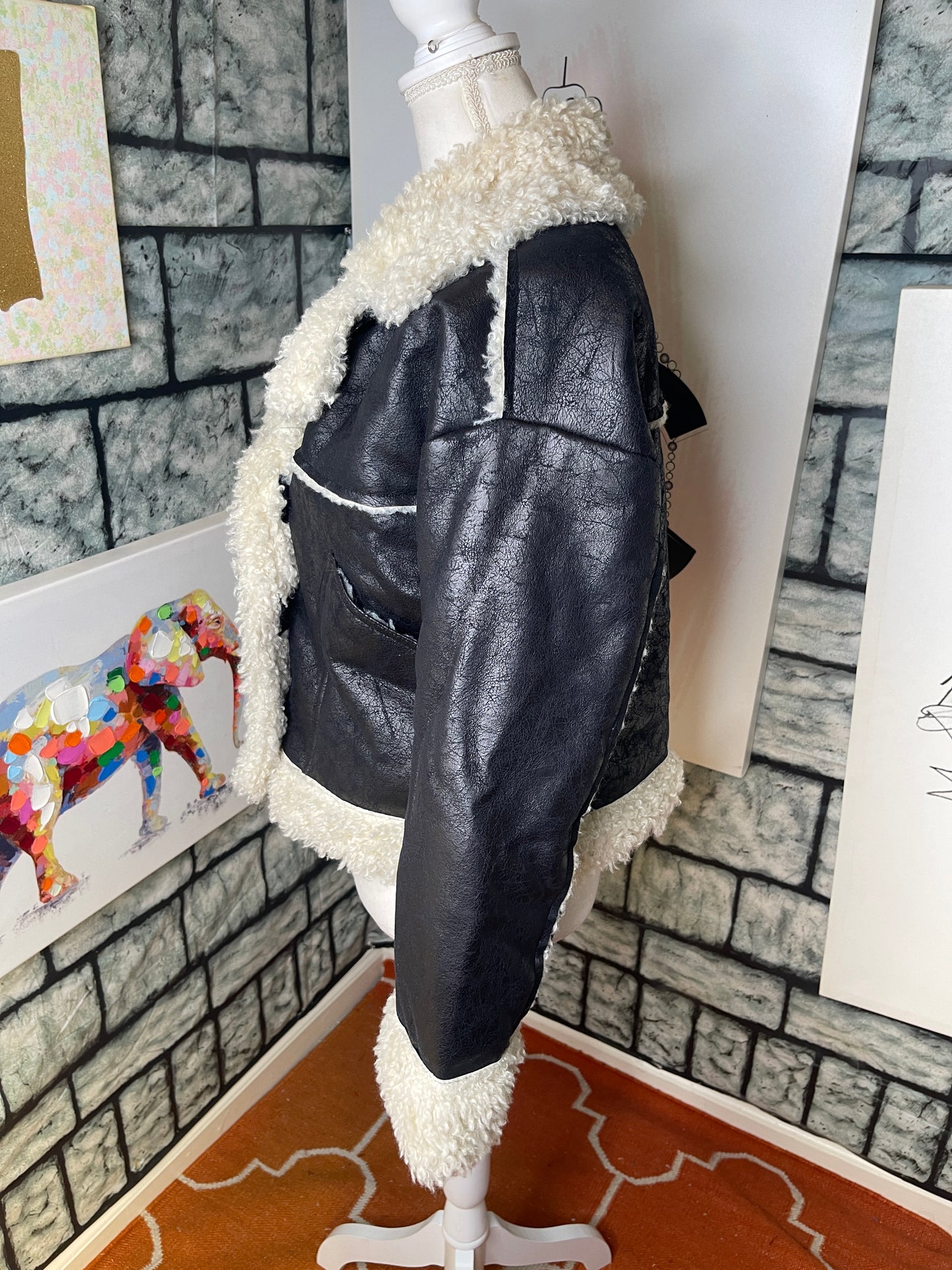 Urban Outfitters Black Fuzzy Jacket Women sz Small