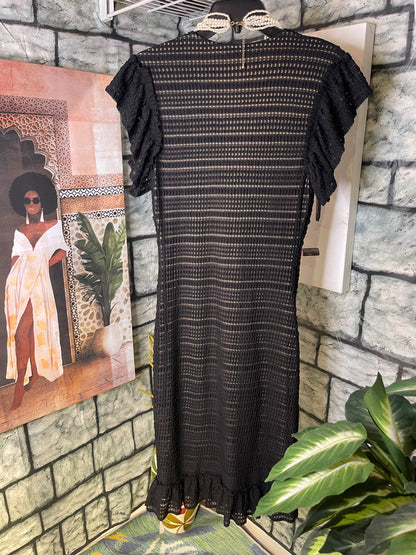 Max Studio Black Tan Dress Women sz Medium