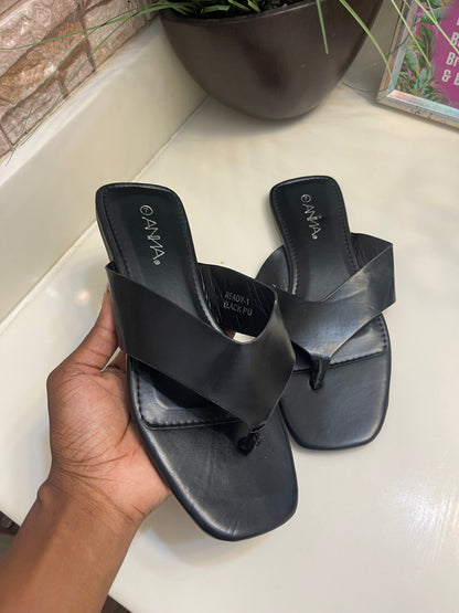 Anna Black Sandals Women sz 7