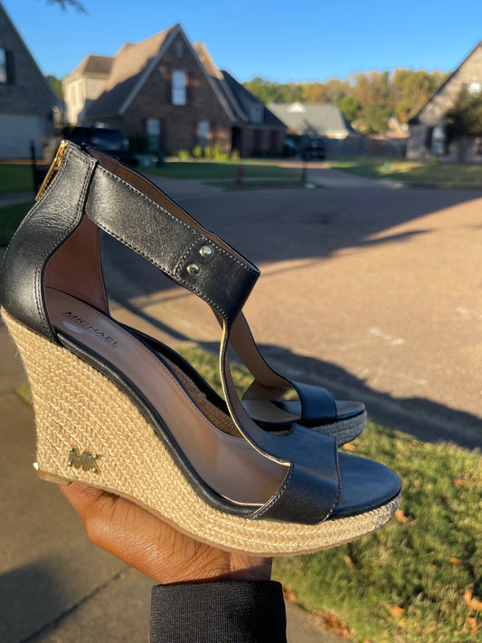 Michael kors black wedge women sz 7