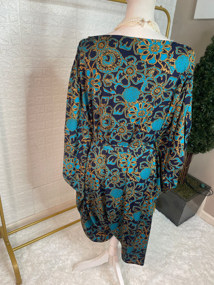 Marcelle Margaux Blue Tan Dress Women sz 2XL