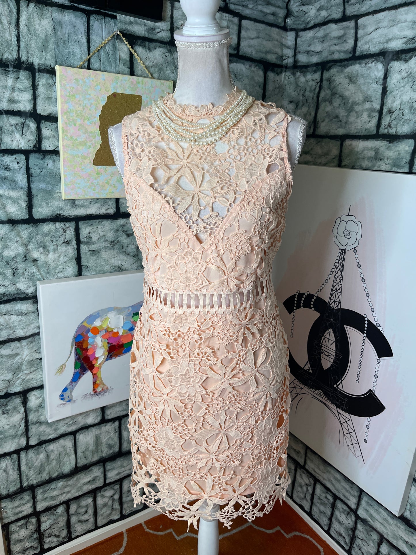 Main Stripe Pale Pink Dress Women sz Large