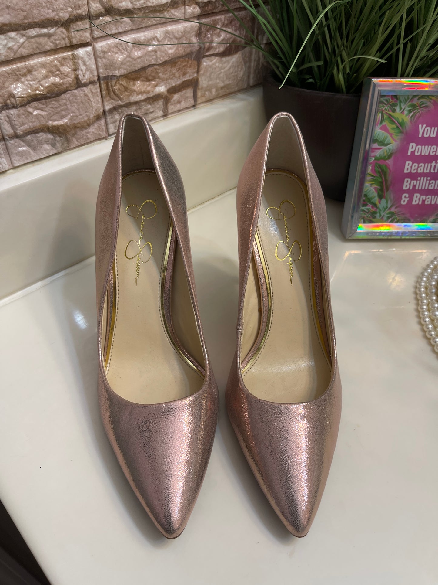 Jessica Simpson Rose Gold Heels Women sz 8.5