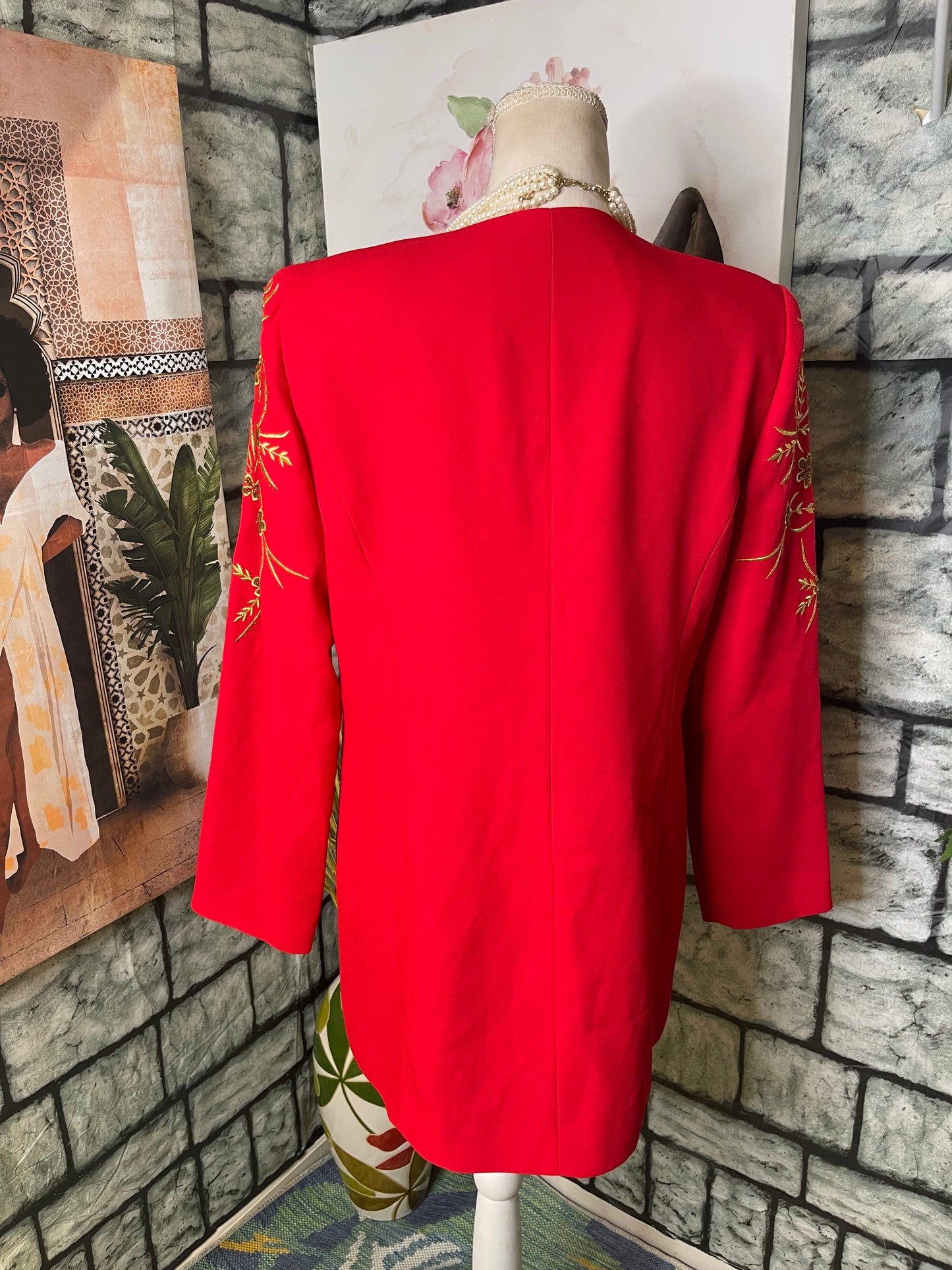 Fifth Sunday Red Gold Blazer Women sz 8