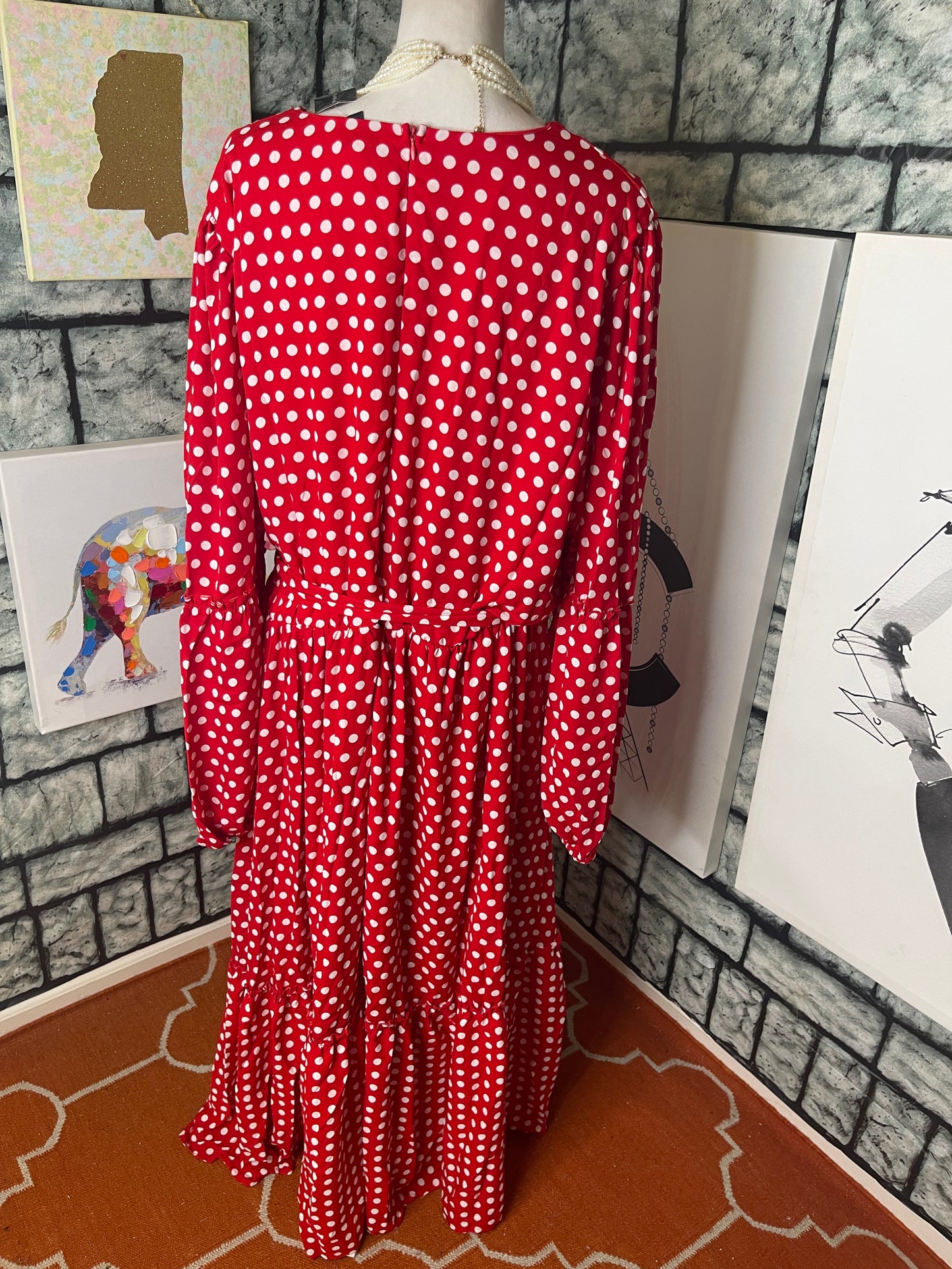 NEW Ashley Stewart red polka dot dress women sz 26