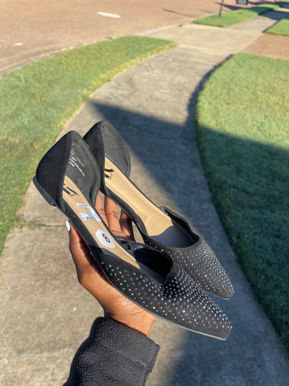 Report Black Silver Flats Women sz 8