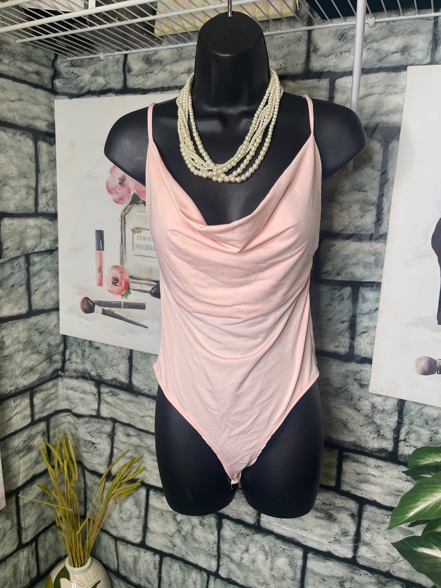 MadRag Pink Bodysuit Blouse Women sz Medium