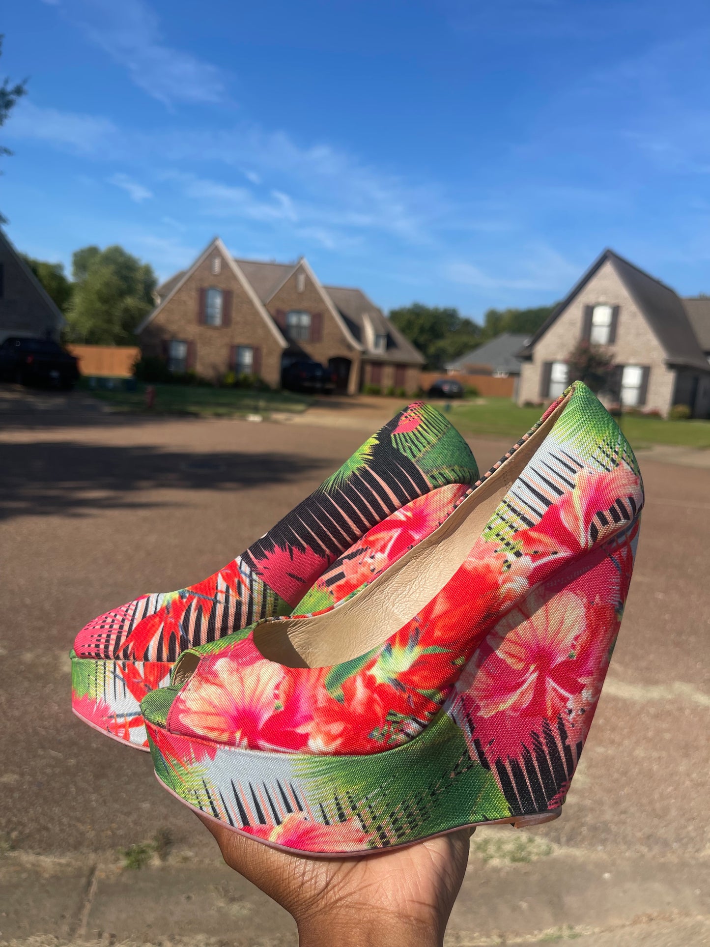 Aldo Colorful Tropical Wedges Women sz 8