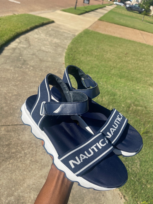 Nautica Blue White Sandals Women sz 10