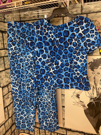 Positive Attitudes Blue 2 Piece Pants Set Women sz 12