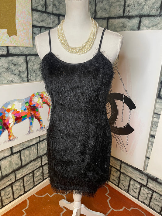 NEW Allegra K Black Fringe Dress Women sz Small