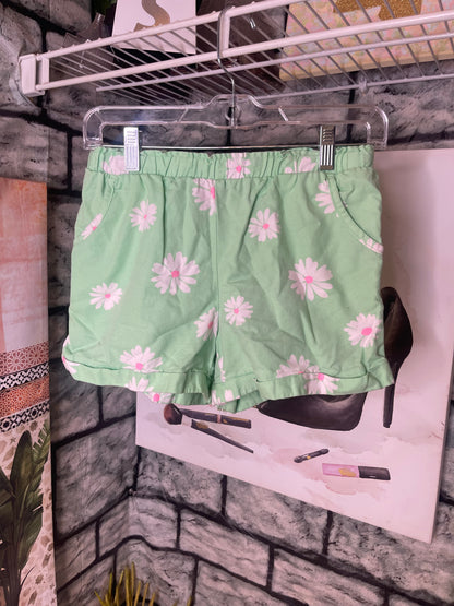 Wonder Nation Green Pink Floral Shorts Girls sz XL 14/16