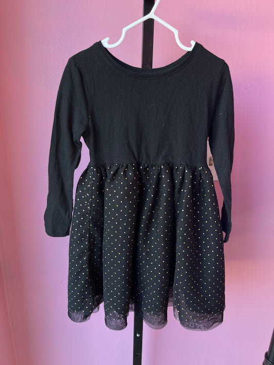 Old Navy Black Gold Polka Dot Dress Girls sz 4T