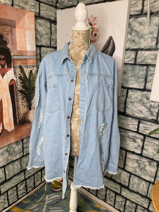 Manfinity Blue Denim Jacket Women sz 2XL