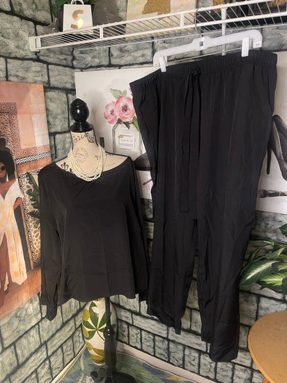 Black 2 Piece Set Women sz 5XL