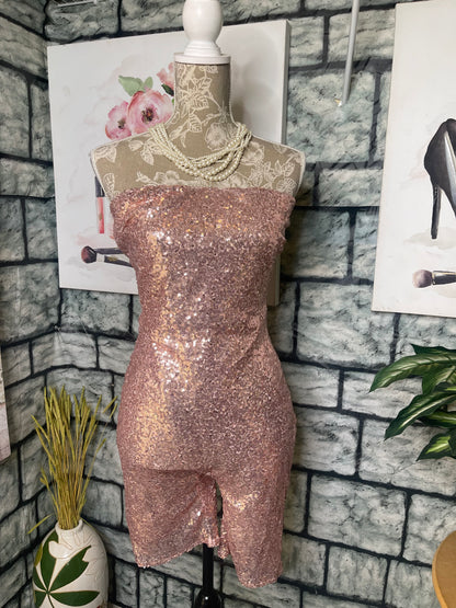 Pink Sequin Romper Women sz Large