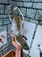 Liliana clear gold wedges women sz 10
