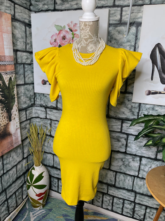 Iris Yellow Dress Women sz Small