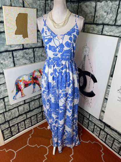 My Michelle Blue White Floral Jumpsuit Women sz 5
