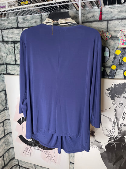 NY Collection Blue Blouse Women sz 3XL