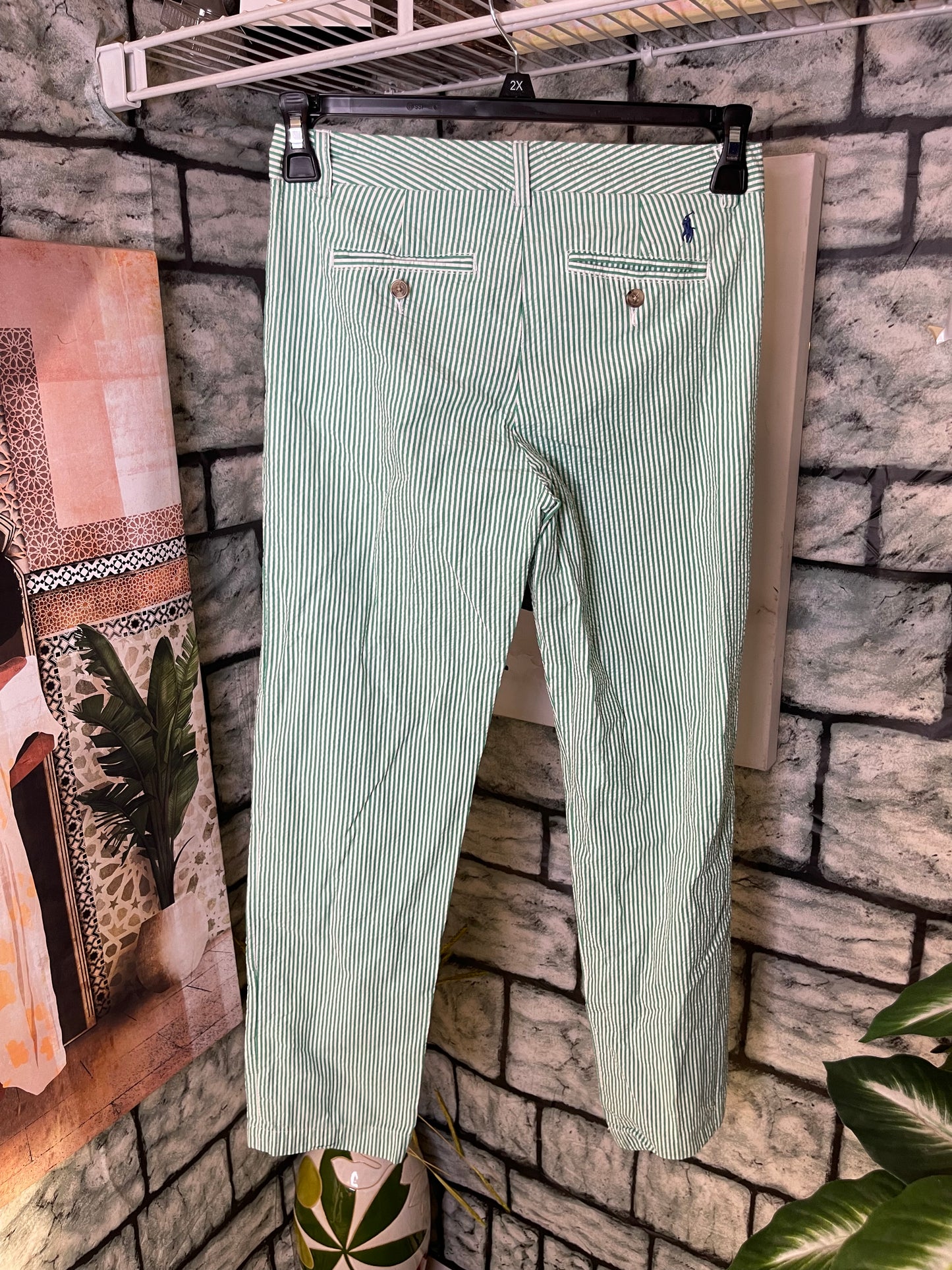 Ralph Lauren Polo Pants Green White Boys sz 16