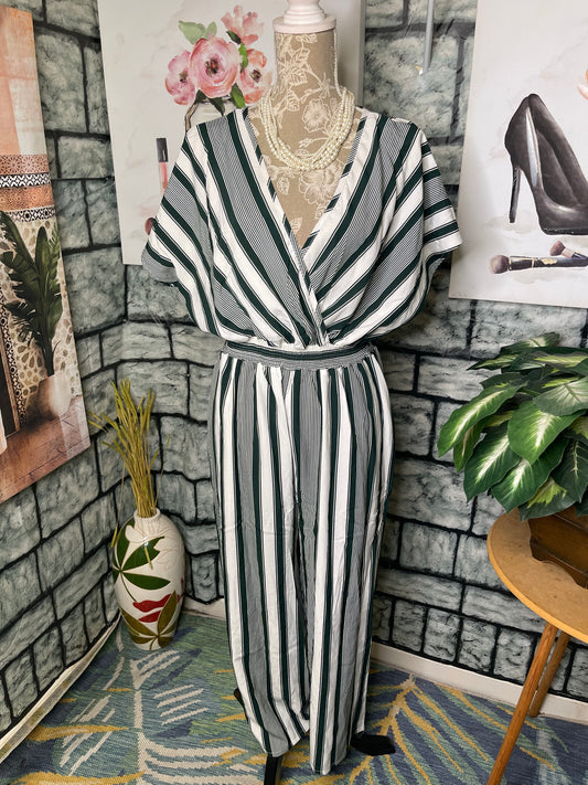 Green White Jumpsuit Women sz Large