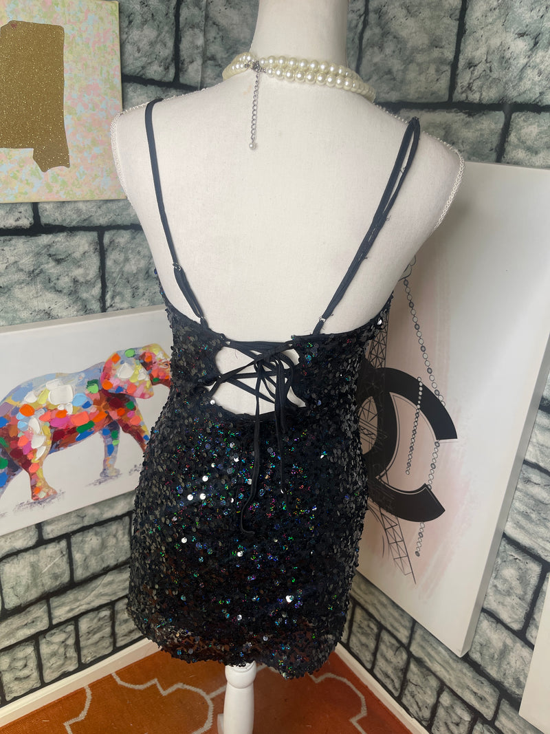 Wild fable black sequin dress women sz small