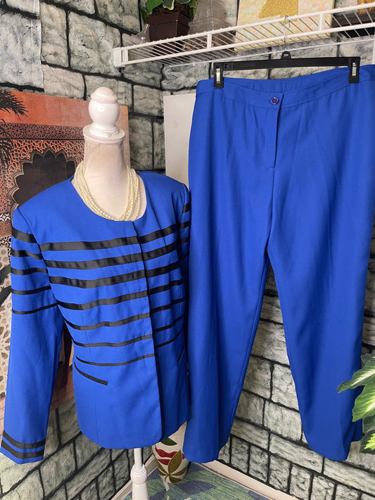 NEW Beu Marc Black Blue 2 piece Pants Set Women sz 14