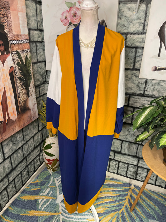 Yellow Blue Cover Duster Women sz 3XL