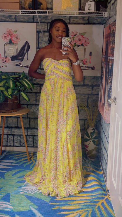 NEW Allure Bridals Yellow Floral Dress Women sz 14