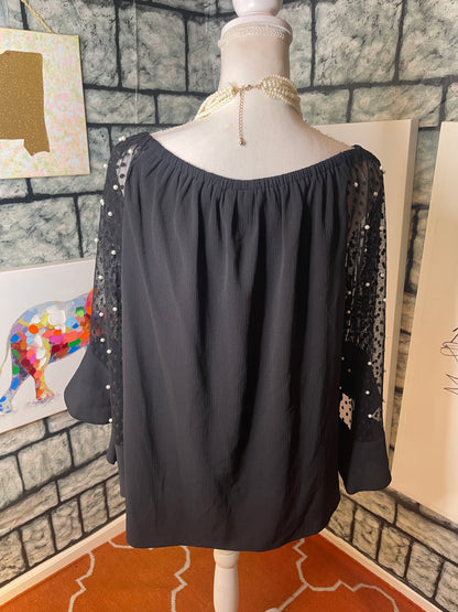 Coco Blanco Black Pearl Blouse Women sz XL