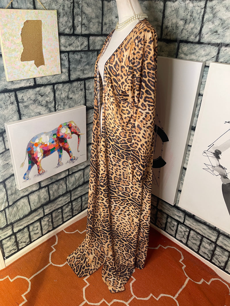 Matte Collection Black Brown Animal Print Cover Duster Women sz 1XL