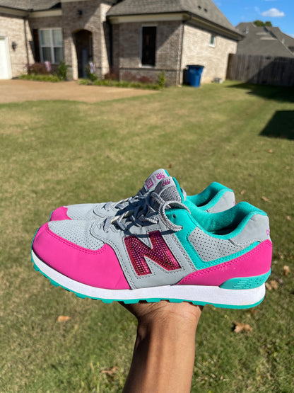 New balance pink green girls sz 4