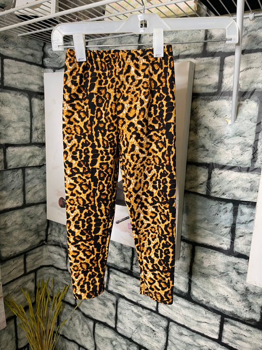 Shein brown Orange Black Print Pants Girls sz 4