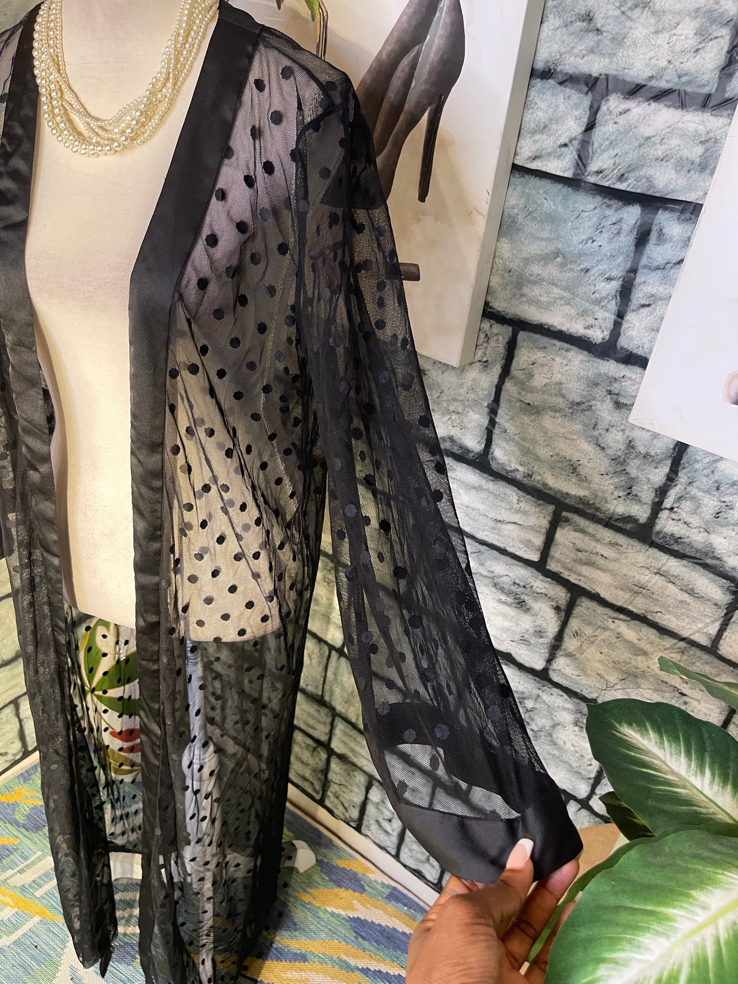 NEW Asos Black Polka Dot Duster Cover Women sz XS (CAN FIT A SMALL, missing wrap)