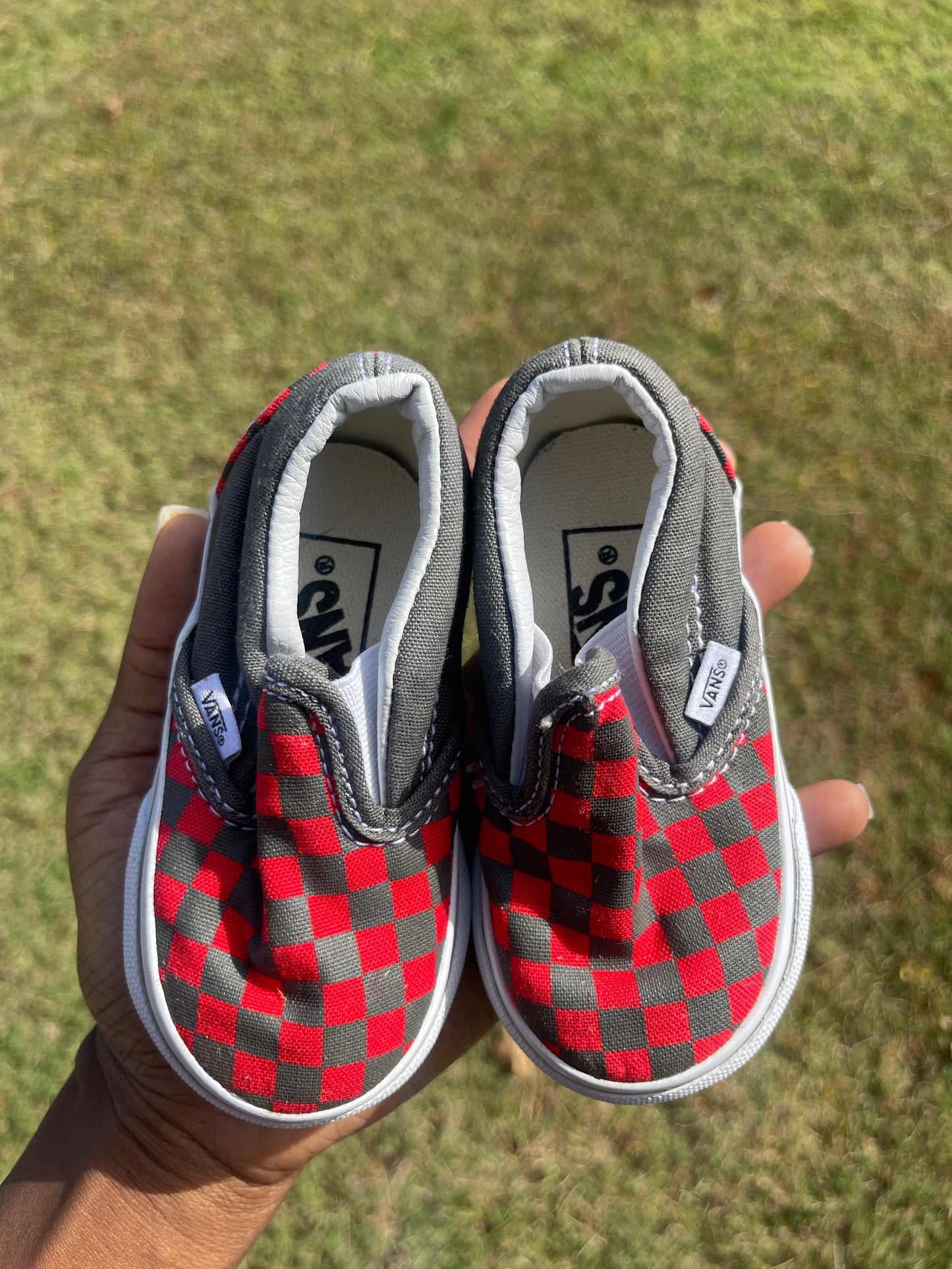 Vans red gray toddler infant baby boys sz 4.5