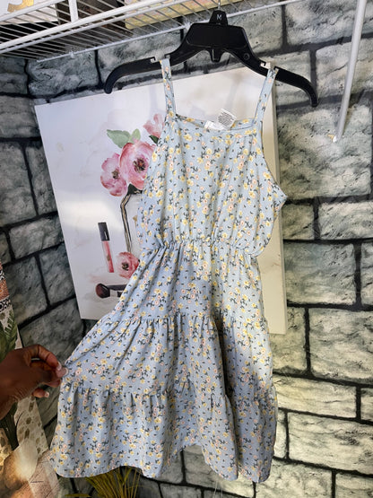 Moonpink Blue Floral Dress Girls sz 4