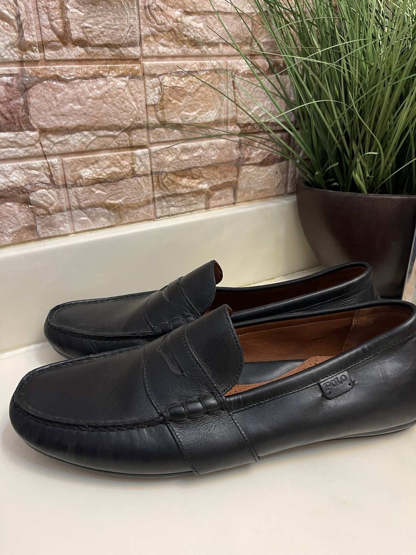 Ralph Lauren Polo Loafers Black Men sz 12