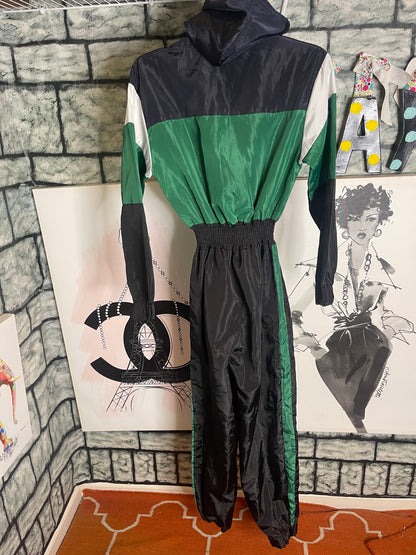 Green black jumpsuit women sz small