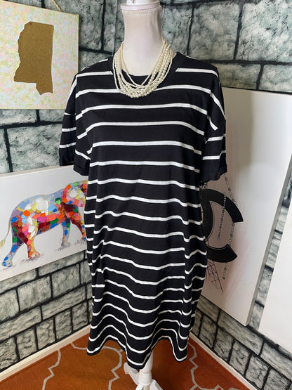 NEW Time & Tru Black White Shirt Dress Women sz XL