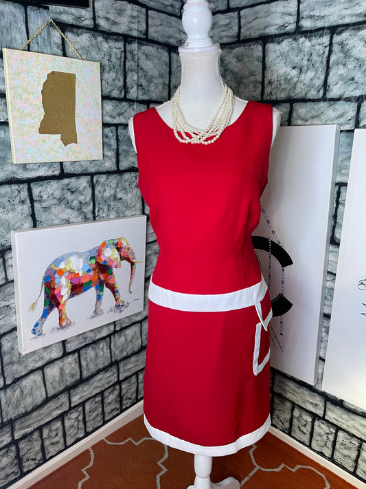 MetroStyle Red White Dress Women sz 12