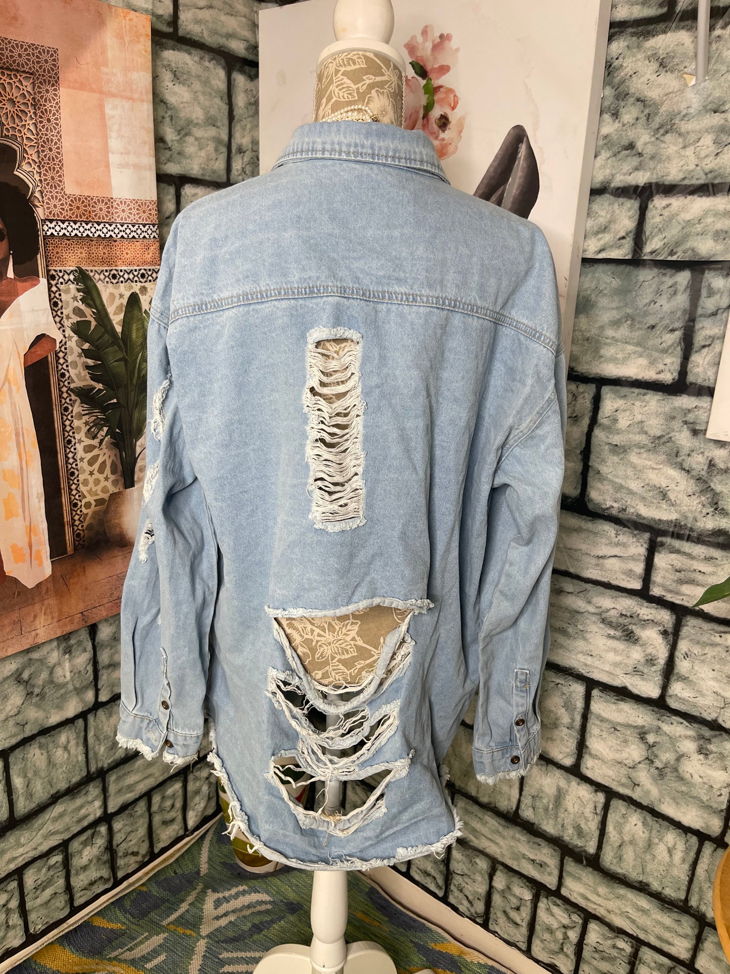 Manfinity Blue Denim Jacket Women sz 2XL