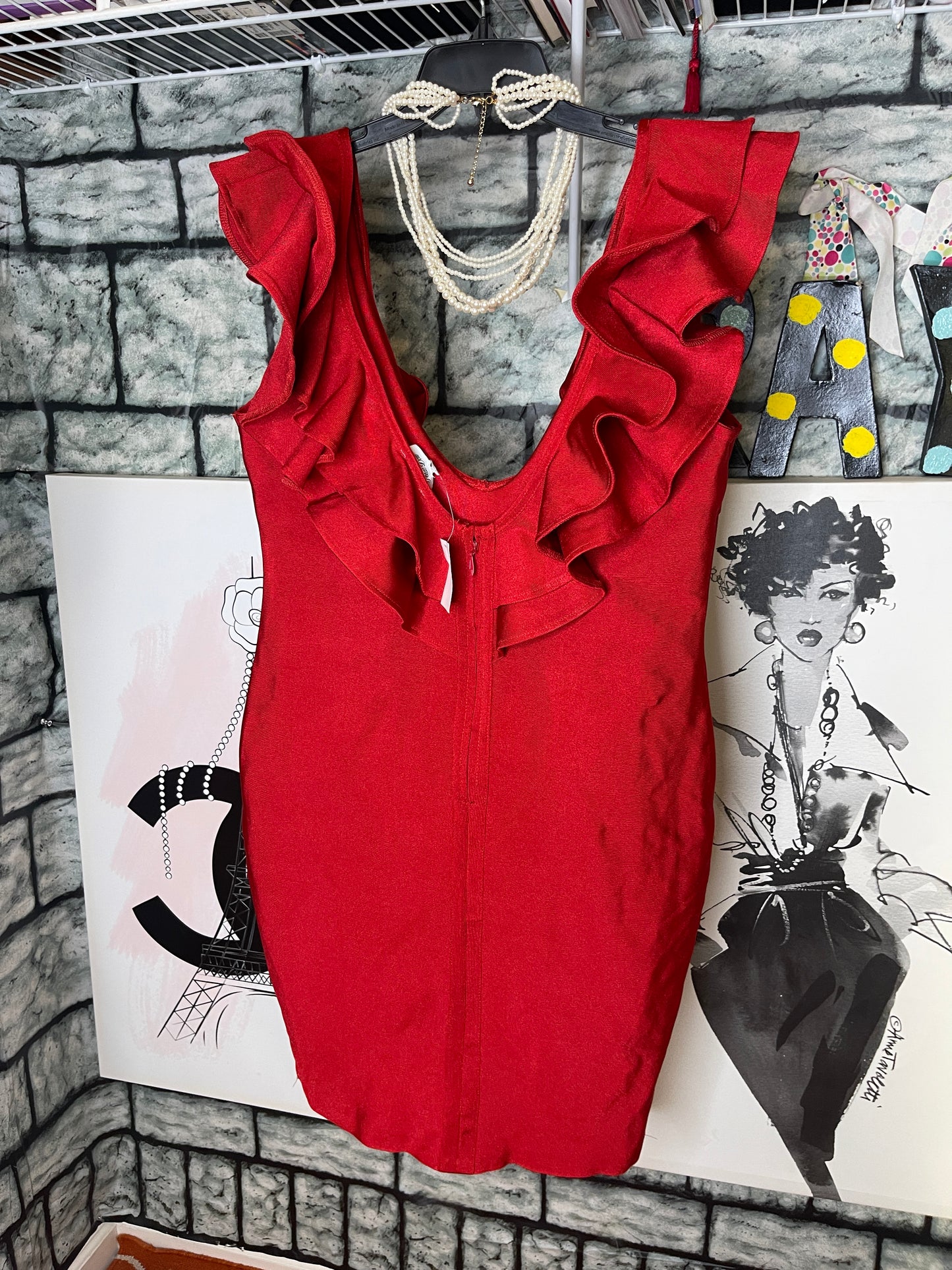 NEW Petal Dew Red Ruffle Dress Women sz 1XL