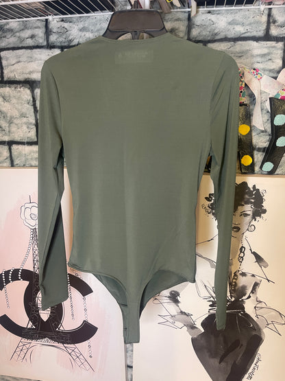 Abercombie & Fitch Green Bodysuit Blouse Women sz Medium