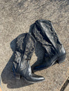 Leather Cowboy Boots Black Women sz 6