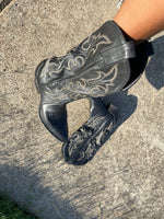 Leather Cowboy Boots Black Women sz 6