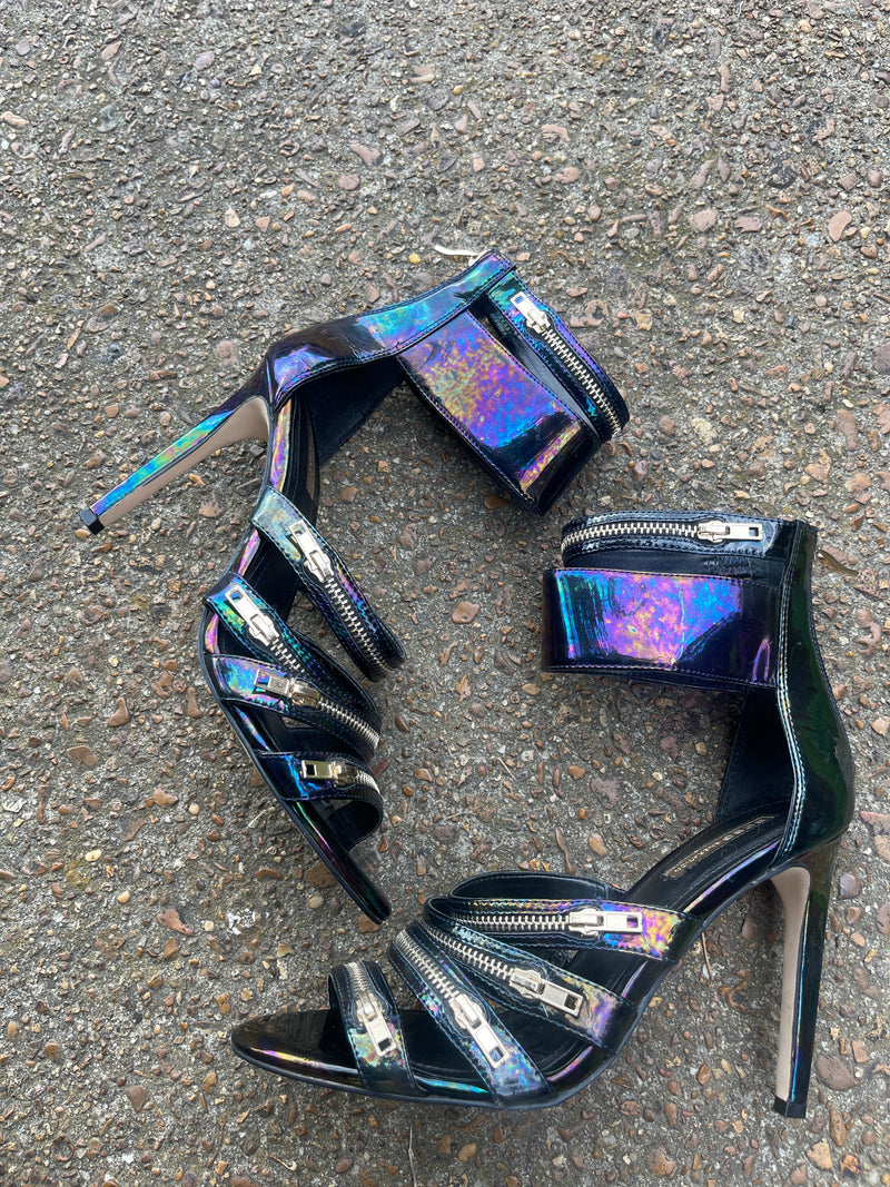 BCBG purple black heels women sz 9.5