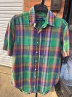 Ralph Lauren Green Purple Button Shirt Men sz Medium