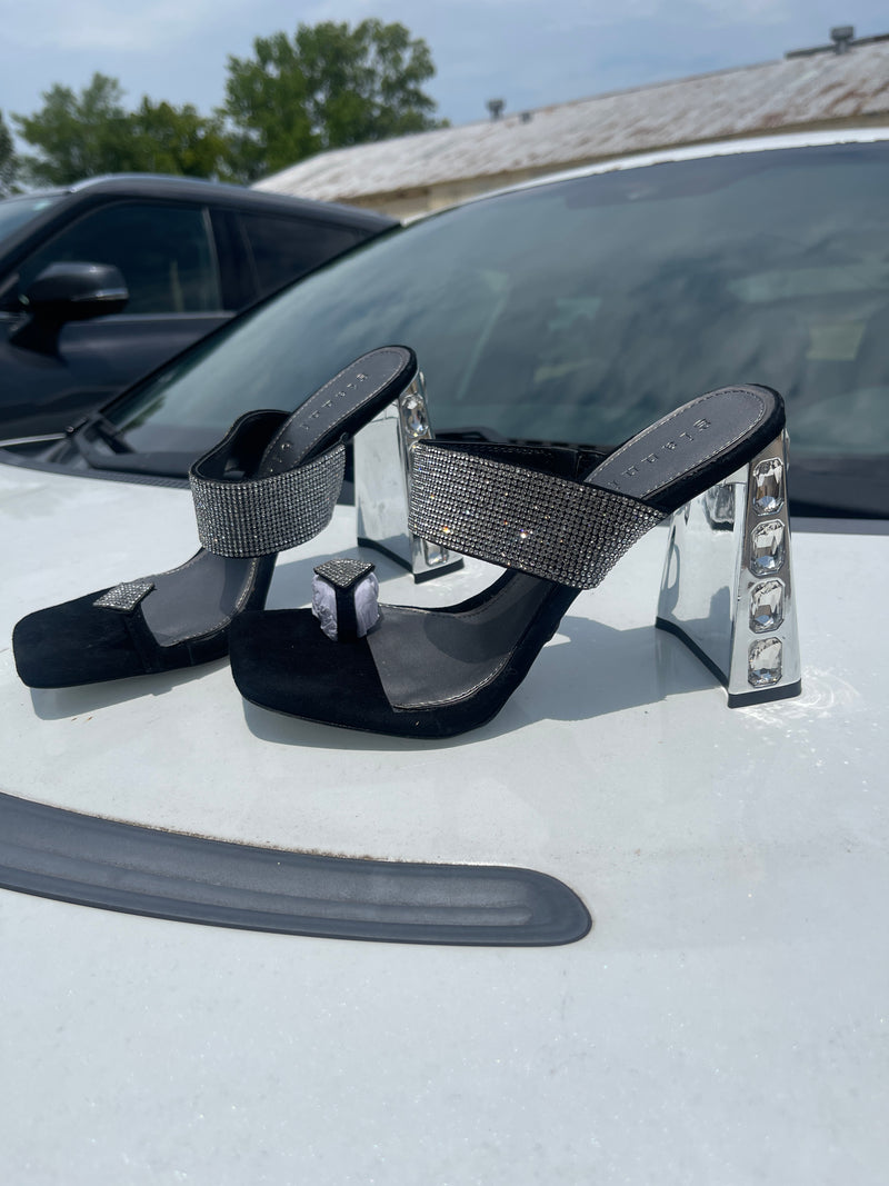 NEW Gianni Bini Black silver heels women sz 8.5