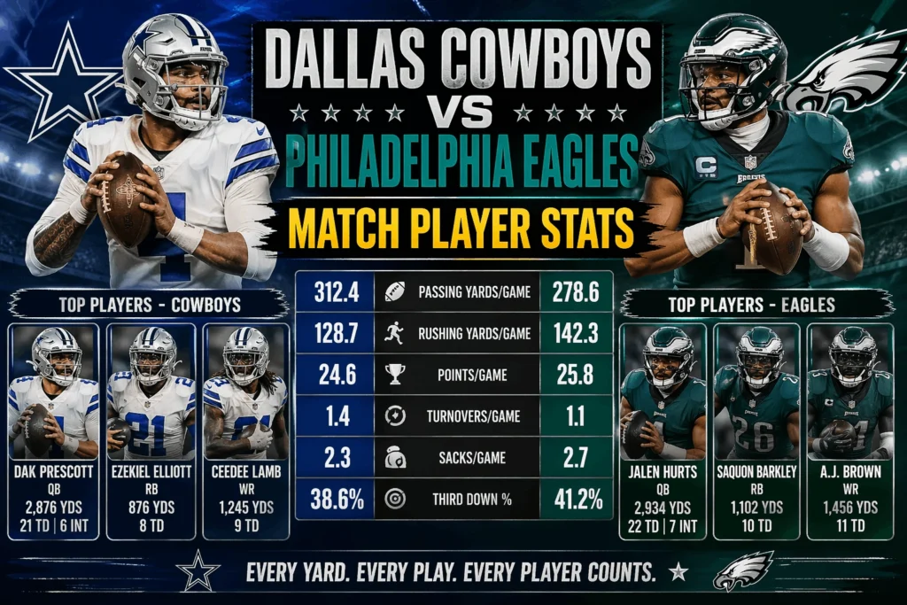 Dallas Cowboys vs Philadelphia Eagles Match Player Stats